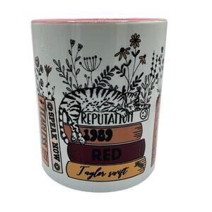 Taylor Swift Coffee Mug Album Titles Sleeping Cat